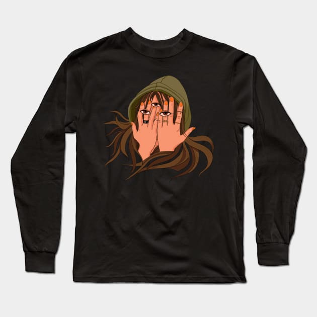 three eyed alien girl Long Sleeve T-Shirt by Povilesa